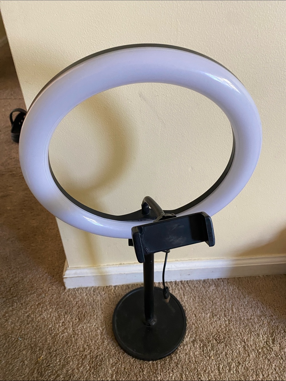 Black Ring Light with Phone Holder - Black